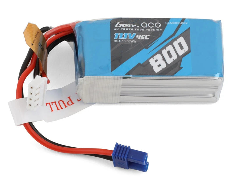 Gens Ace 3S LiPo Battery 45C (11.1V/800mAh) [GEA8003S45E2] Battery