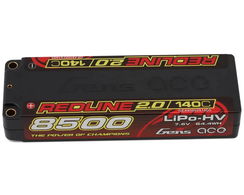 Gens Ace Redline 2.0 2S LiHV Battery 140C (7.6V/8500mAh) w/5mm Bullets Battery