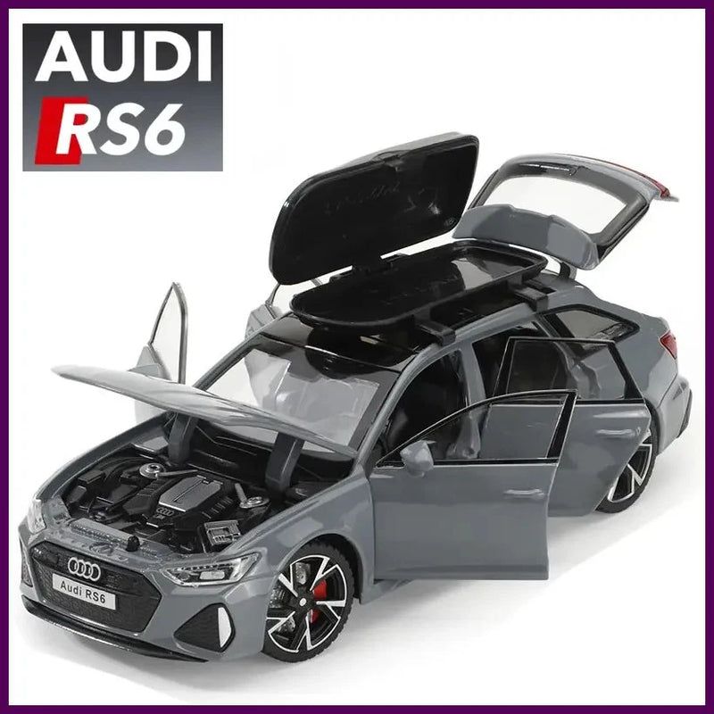 1/32 Audi RS6 Toy Car Model with Sound Light Doors Opened Alloy Diecast Model