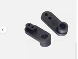 Steering servo arm set with two dark metal linkages and mounting holes