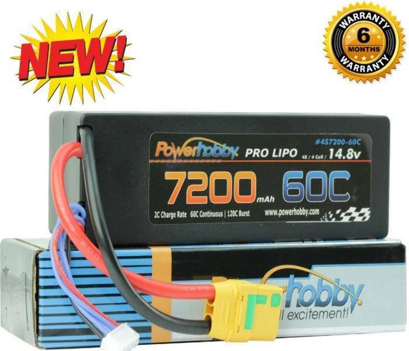 7200mAh 4S 14.8V 60C Hard Case LiPo XT90 Plug Powerhobby PHB4S720060XT90 Battery
