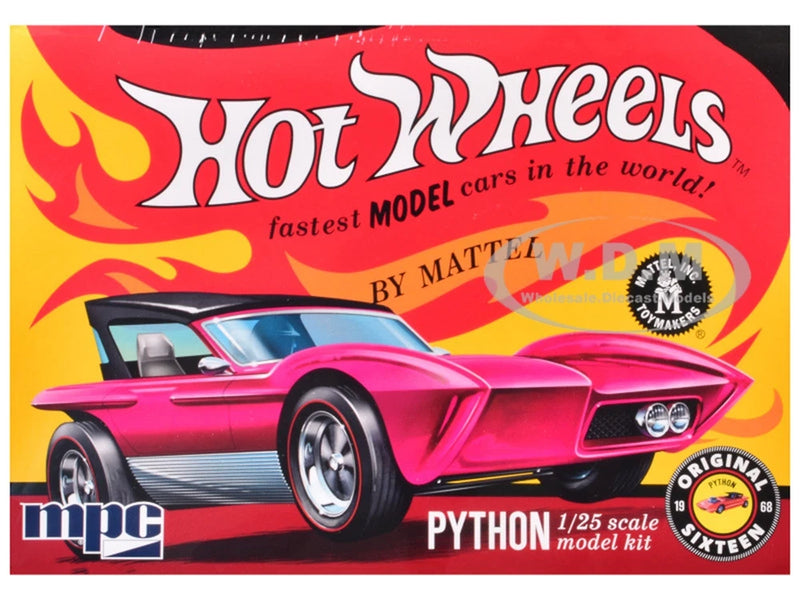 MPC Hot Wheels Python 1/25 scale model car kit, pink sports car on retail box