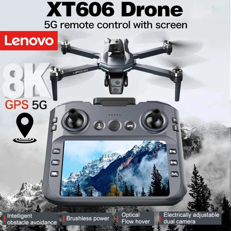Grey quadcopter drone with remote controller screen and dual camera module