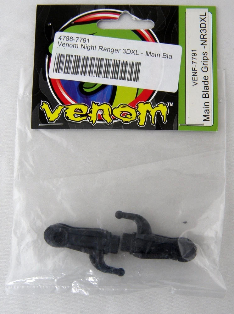 Venom RC helicopter main blade grips, black plastic pair