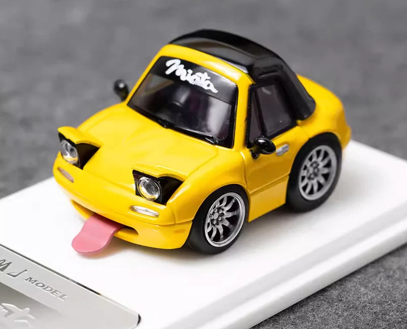 EY MJ 1:64 Yellow Miata MX5 Mini Cute Q Type Sports Model Diecast Resin Car