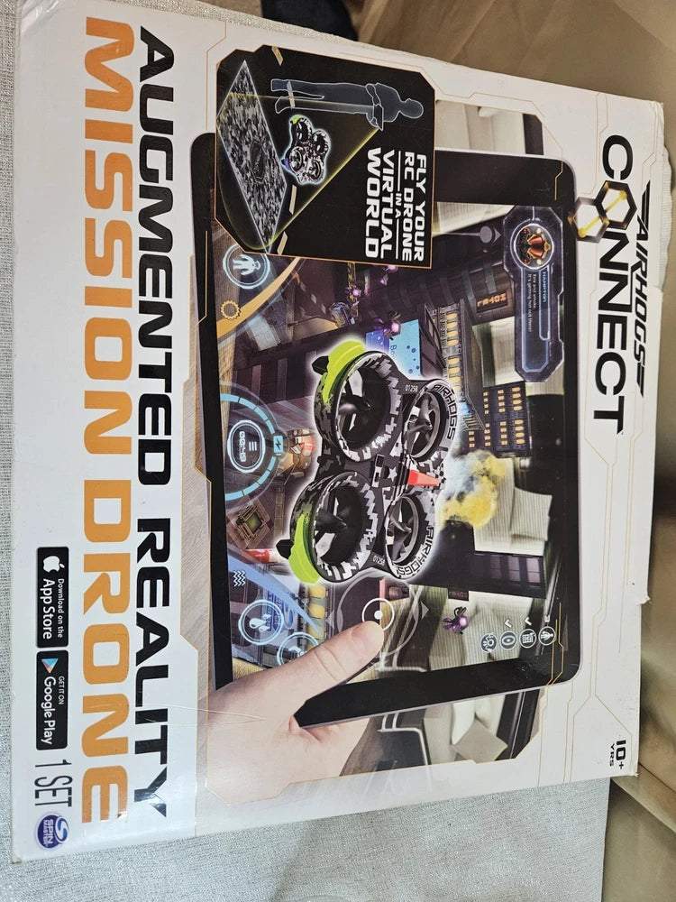 Air Hogs quadcopter drone toy in retail box with green accents