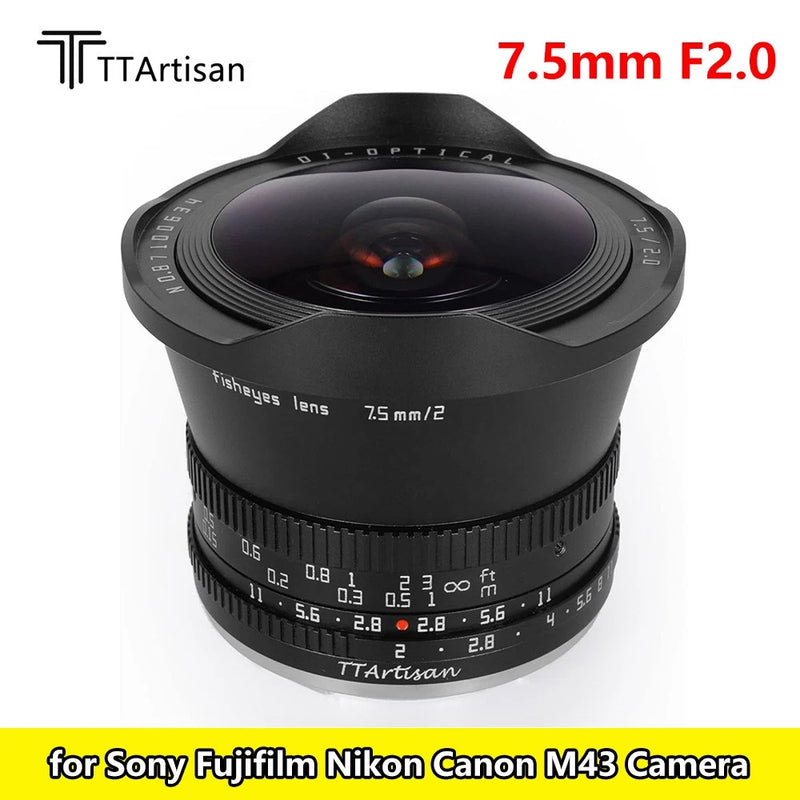 TTArtisan 7.5mm F2.0 APS-C Fisheye Lens for Sony Fujifilm Nikon Canon M43 Camera