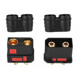 Anti-spark DC QS8-S connector pair, black housing with two gold male terminals
