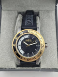 Invicta men's black and gold wristwatch with black strap and gold bezel, round dial