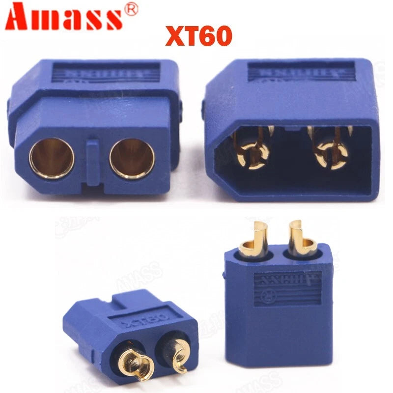 AMASS XT60 male/female bullet connector plug pair, blue