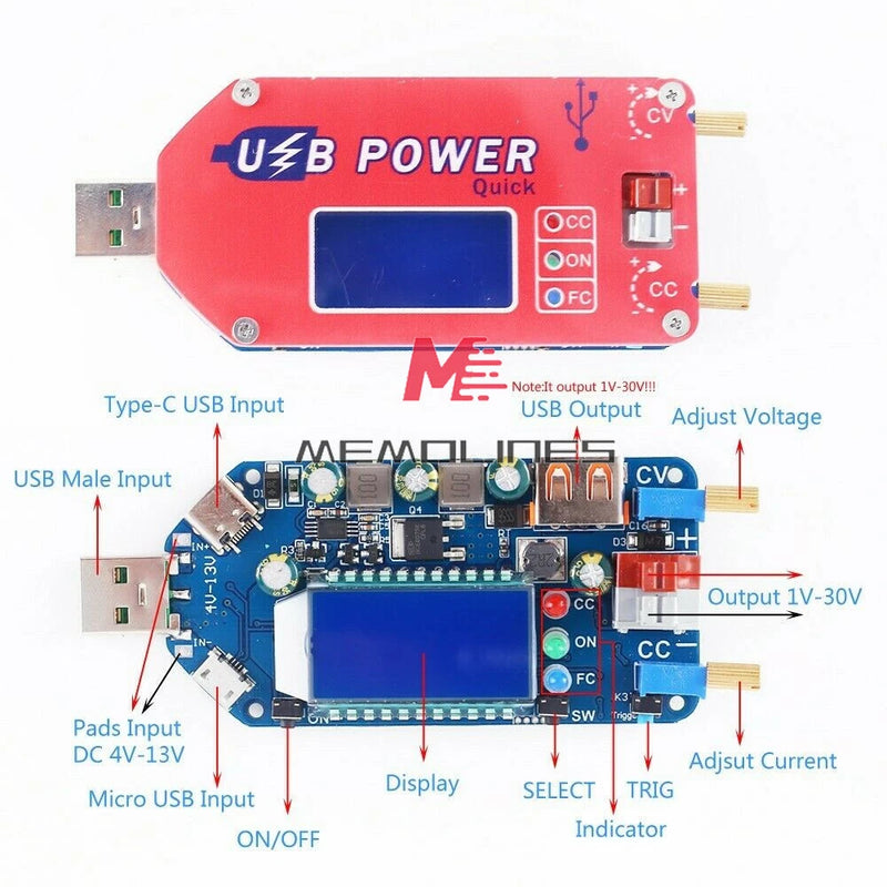 USB DC5V to 3.3~24V 15W Adjustable Step Up/Down Boost Buck Power Supply Module