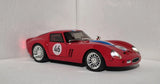 Red diecast race car model with number 46, white wheels, front 3/4 view, 1:32 scale