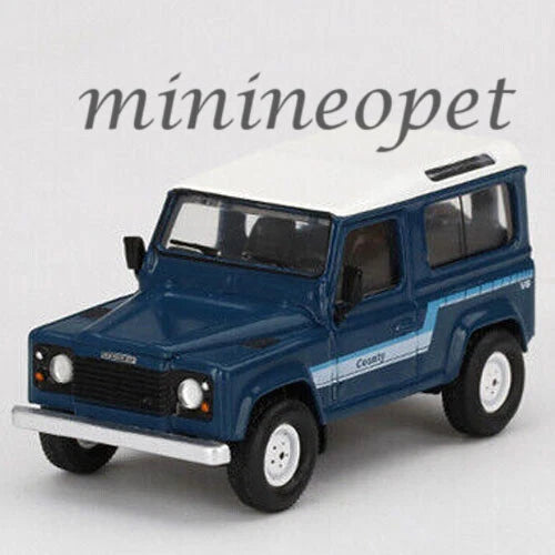 MINI GT LAND ROVER DEFENDER 90 COUNTY WAGON STRATOS 1/64 DIECAST BLUE MGT00353