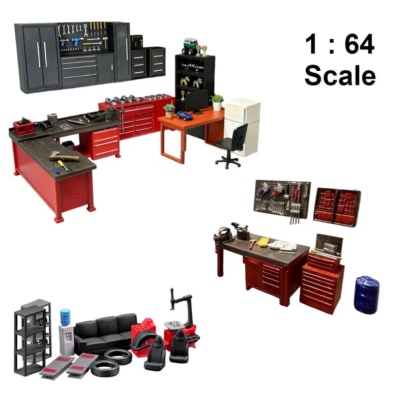 Diorama 1:64 Repair Tool Model Set Garage Workshop Scene Props Model Accessories