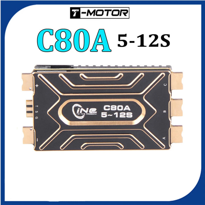 T-MOTOR C80A 5-12S BLHeli 32 ESC module, black board with terminals