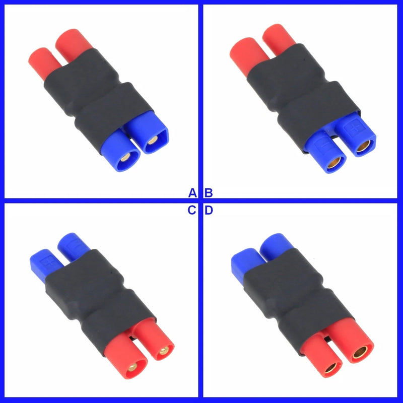 EC3 to SYMA 3.5mm no-wire adapter with black housing and blue connector ends