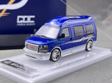 CR GOC 1:64 Blue GMC Savana Cutaway Van MPV RV Model Diecast Metal Car