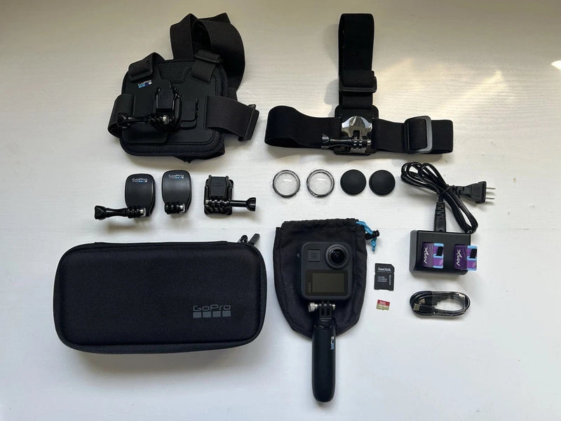 GoPro MAX 360 Action Camera 16.6MP 5.6K HD Bundle w/Accessories Tested Working