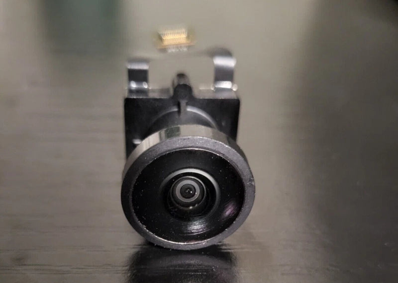 Drone camera module with circular lens and mounting bracket
