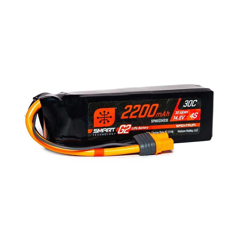 14.8V 2200mAh 4S 30C Smart G2 LiPo Battery, IC3 - Spektrum SPMX224S30 Battery