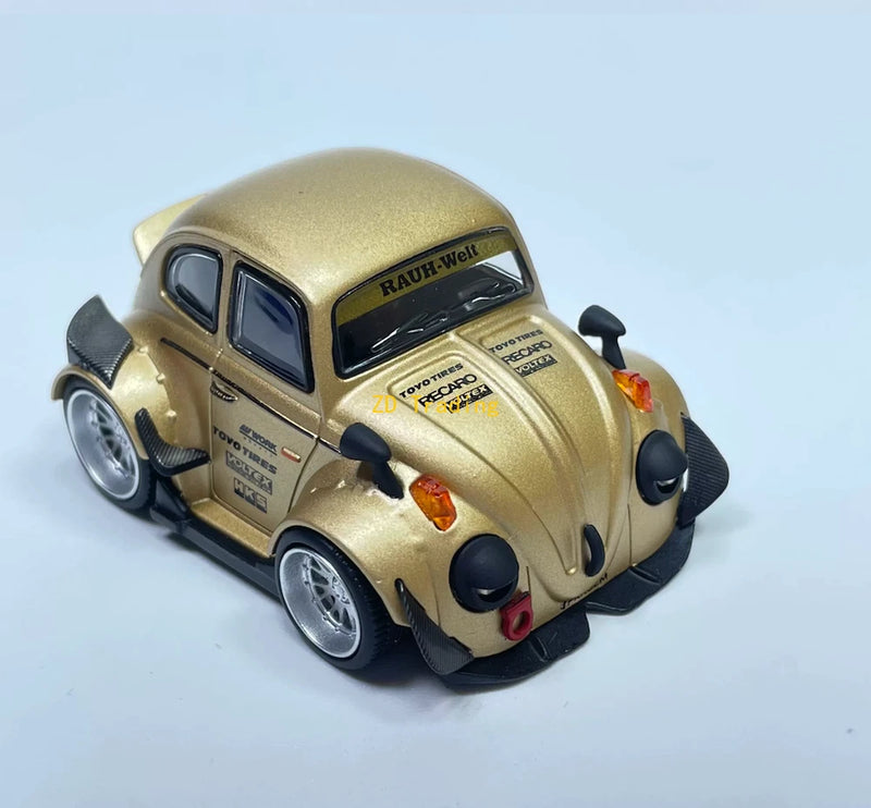ZD DK 1:64 HEC Gold RWB Beetle Widebody Cute Q Sports Model Diecast Metal Car BN