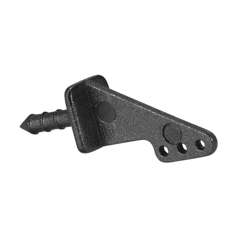 Black nylon RC control horn with three mounting holes and ball-link socket