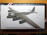 Plastic model kit box featuring gray Piaggio P.108B Artigliere aircraft with cannon