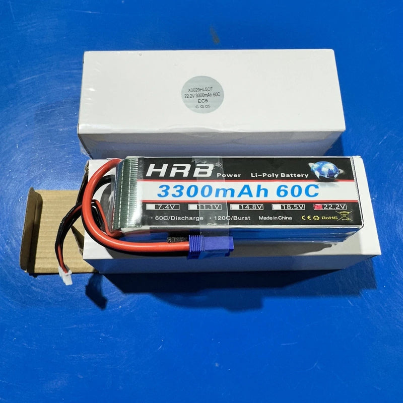New HRB 2pcs 6S 3300mAh Lipo Battery EC5 60C Soft Case 22.2V RC Lipo Batteries