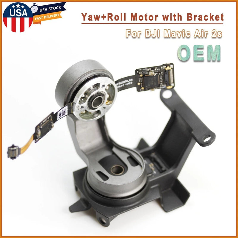 OEM gimbal yaw/roll motor with arm bracket, metal motor housing and black mount bracket