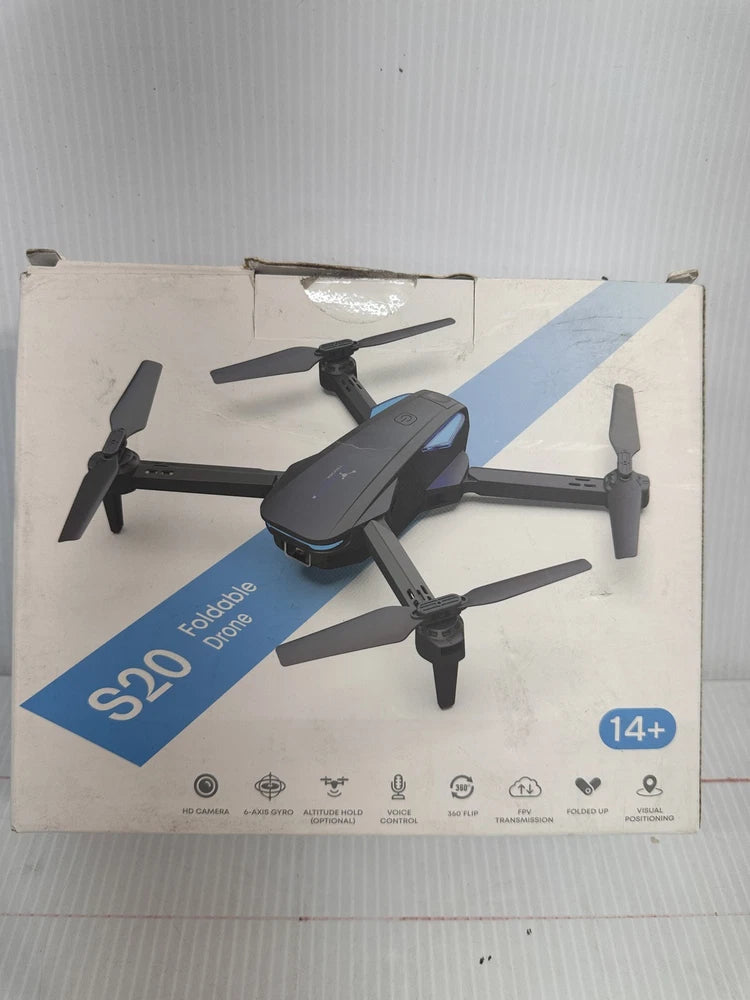 Foldable grey quadcopter drone with HD camera and four propellers