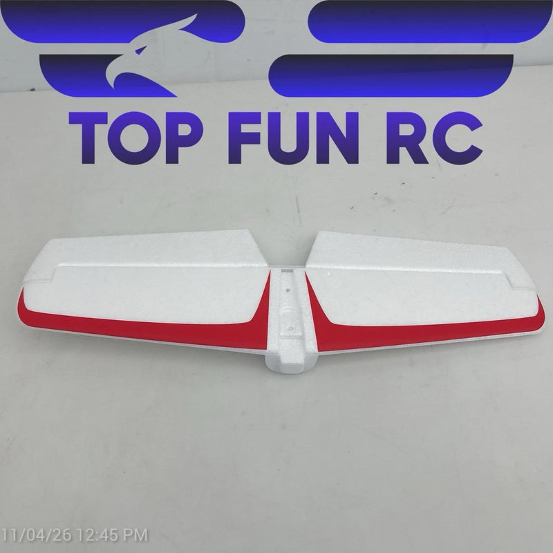 RC horizontal stabilizer for FMS Ranger, white foam panels with red trim and center seam