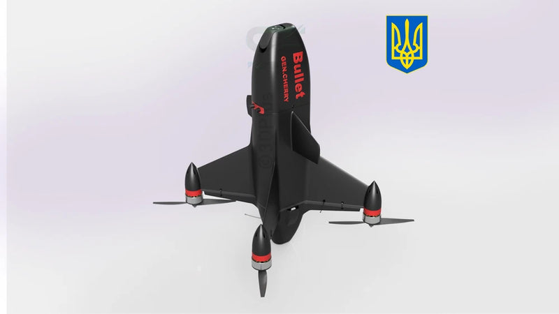 3d printed Ukrainian Bullet Interceptor Drone model display cosplay white 1/1