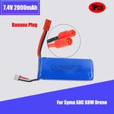 1Pcs 7.4V 2000mAh 25C Lipo Battery 903475 Banana Plug For Syma X8C X8W Drone
