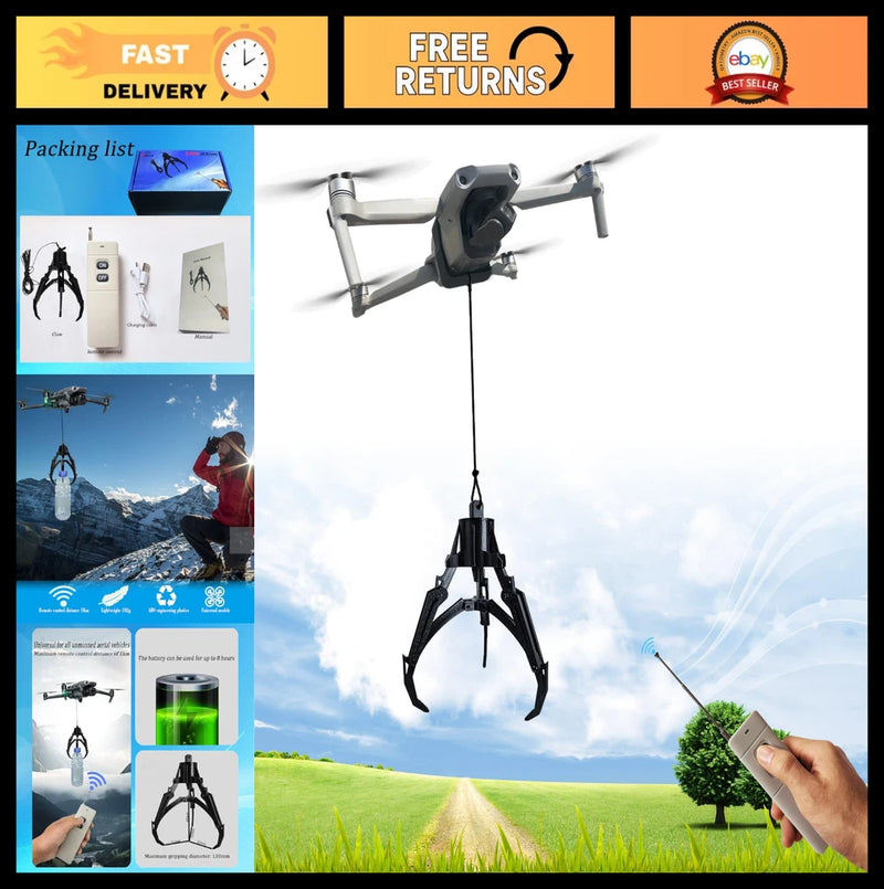 Universal Drone Airdrop System for Payload Delivery - Mechanical Claw for DJI Mi