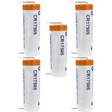 Five white cylindrical 3V CR17505 lithium batteries with orange top caps.