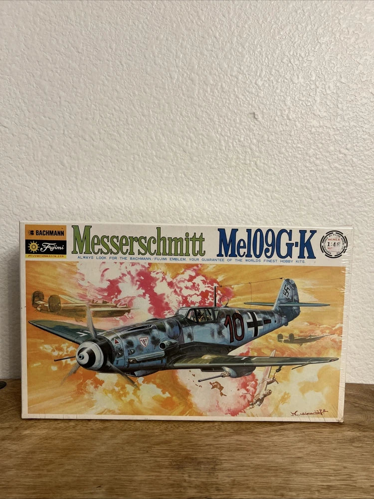 Sealed 1:48 scale Messerschmitt Me109G-K airplane model kit box with fighter artwork