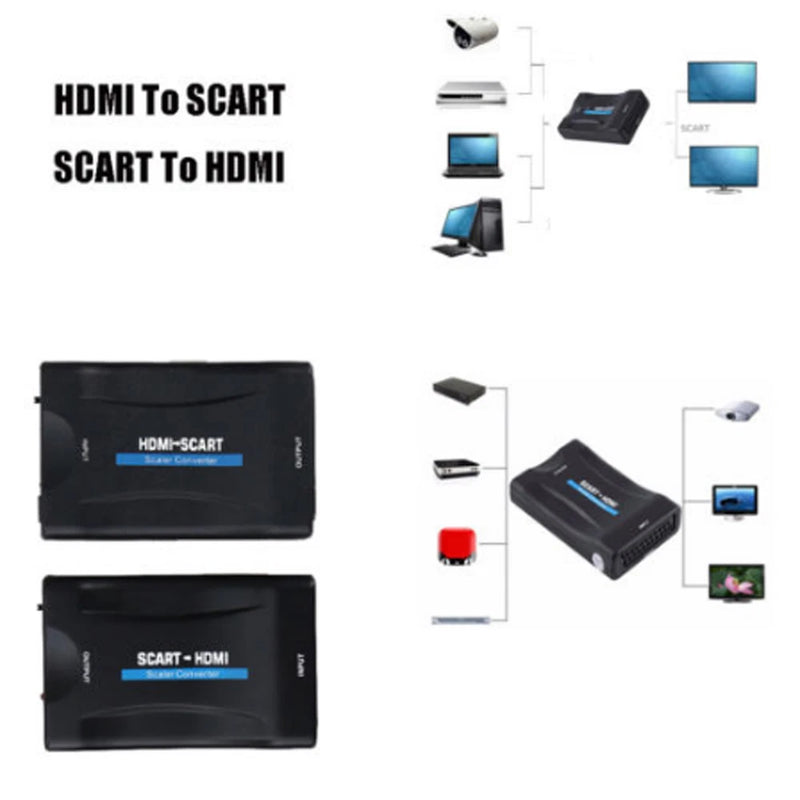 HDMI To SCART Converter 1080P Plug&Play Video Signal Adapter for HDTV DVD DIA3GS