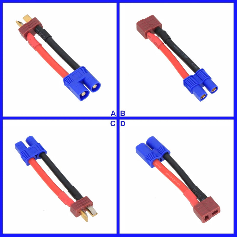 T-Plug Deans to EC3 12AWG 2inchs Cable Adapter For RC LiPo NiMH Battery FPV UAV