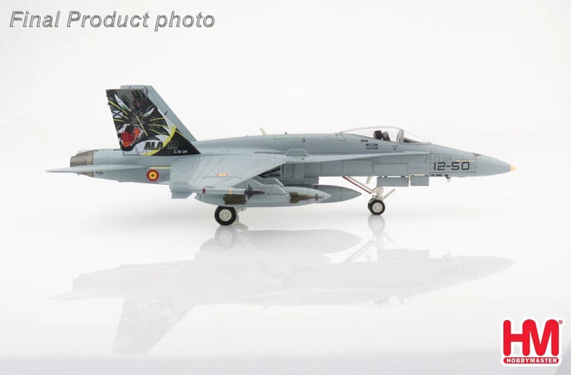 Grey 1:72 scale fighter jet model with colorful tail art and nose gear down