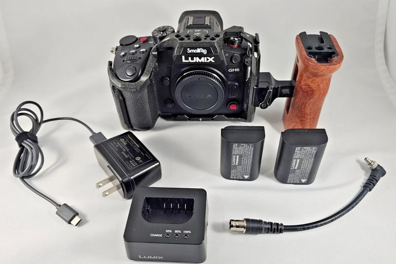 Panasonic Lumix GH6 Camera Body, Small Rig Cage & Handle, Charger & Batteries