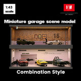 Diorama 1/43 Diecast Car Garage Model LED Parking Lots Showroom Display Case US