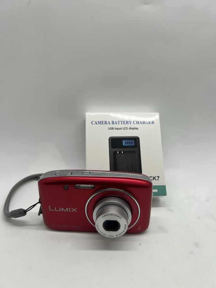 Panasonic Lumix DMC-S2 Digital Camera Red With Charger Unit Only Tested