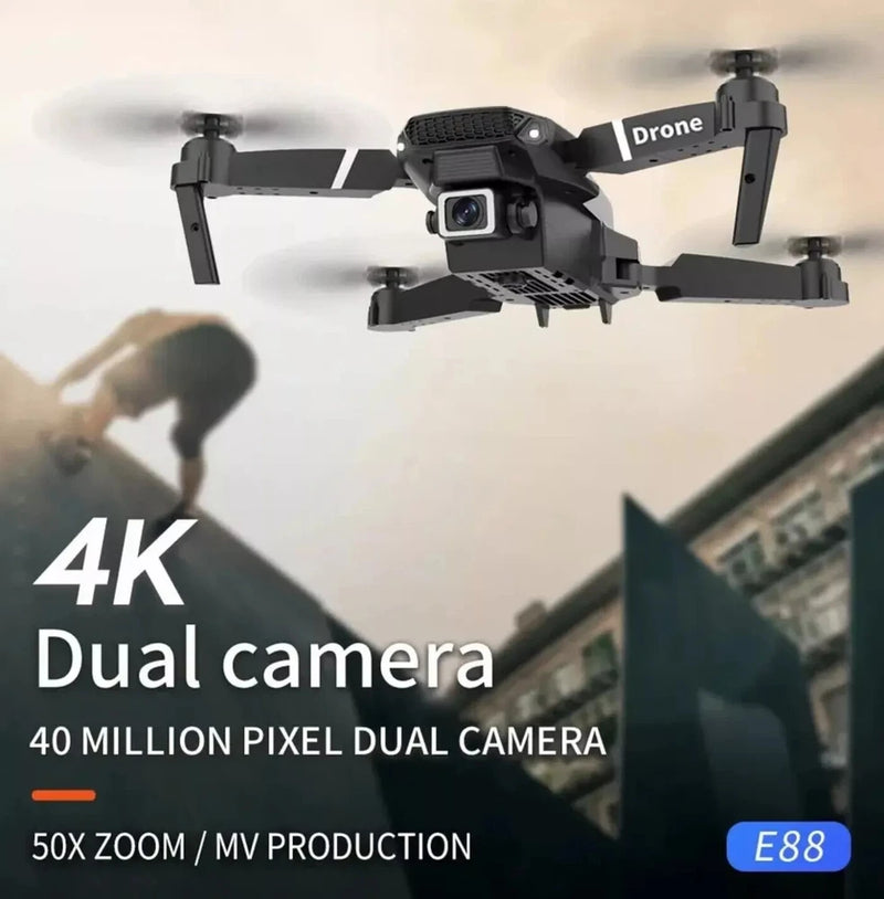 Quadcopter RC drone with dual camera and four rotors