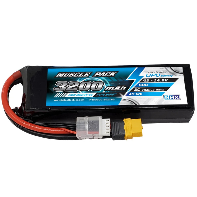 NHX Muscle Pack 4S 14.8V 3200mAh 50C Lipo Battery w/ XT60 Connector Battery