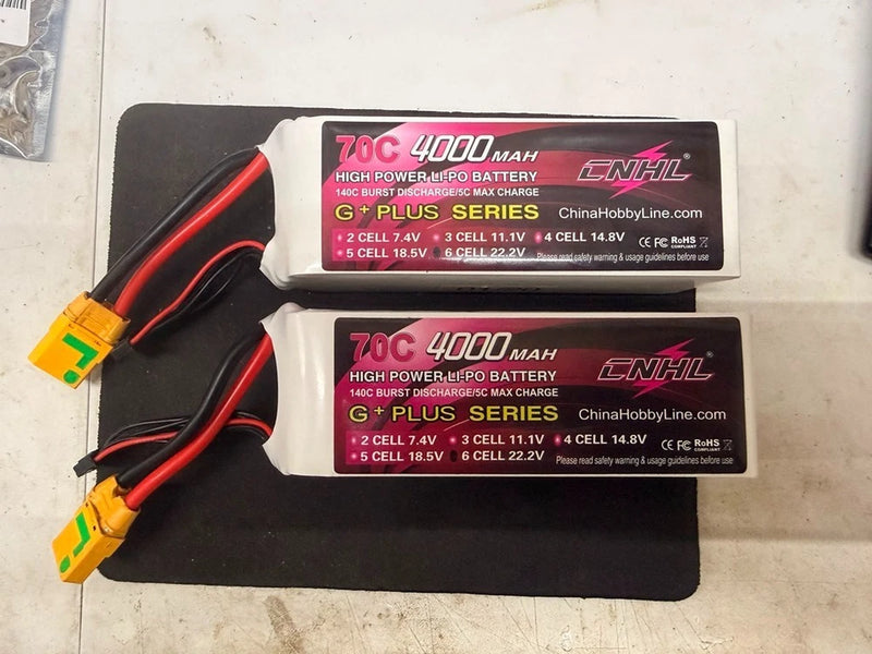 2x ChinaHobbyLine G+ Series LiPo 6S 4000mAh 70C with anti spark XT90 Battery