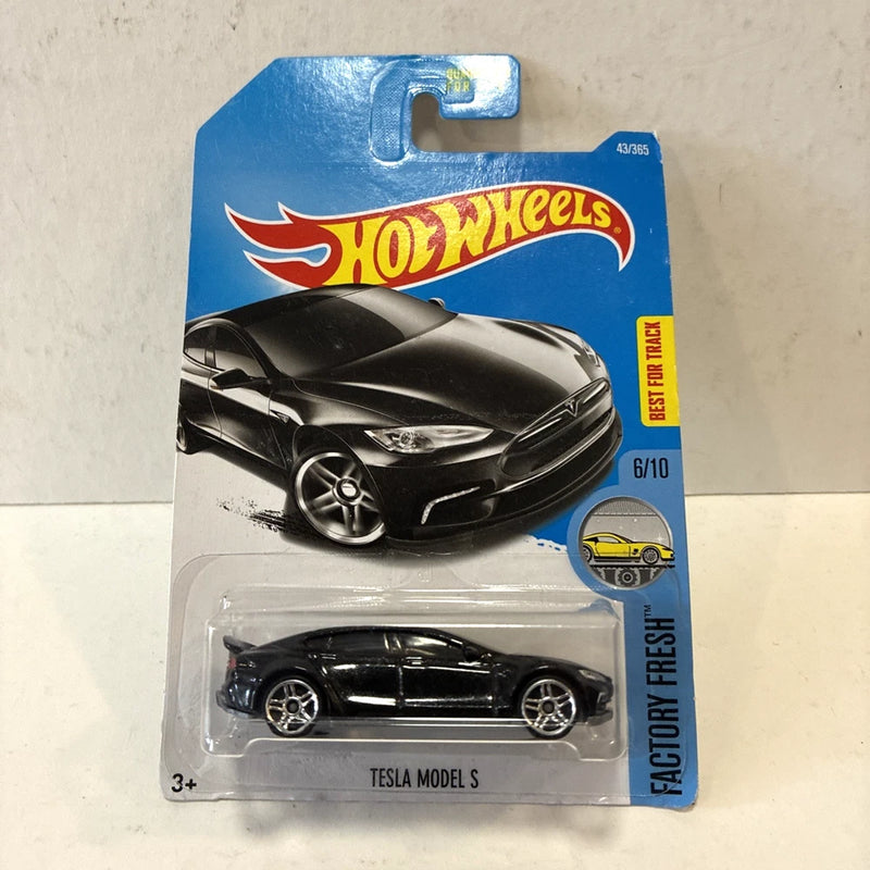 Hot Wheels Tesla Model S 2015 Factory Fresh 6/10 Black EV 43/365 First Sedan