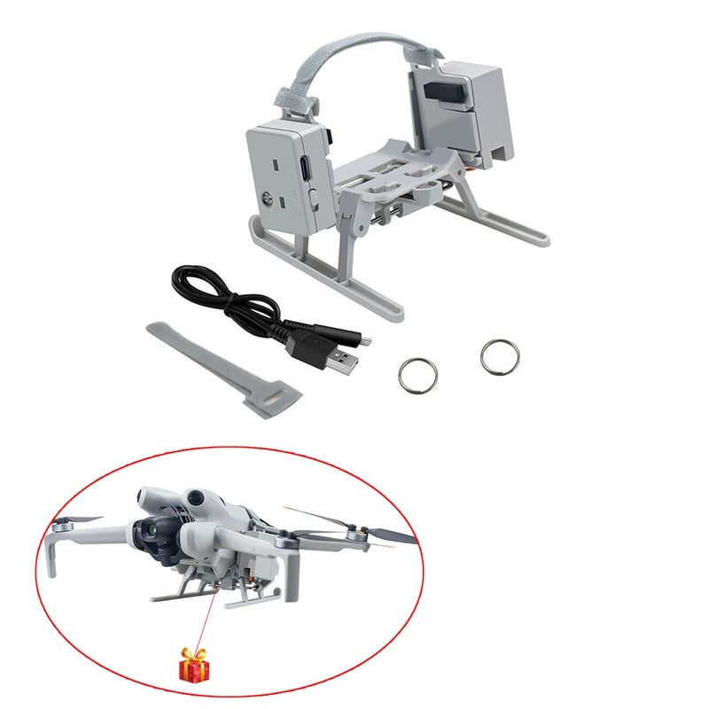 Robotic arm air-drop thrower accessory with cable, two rings, and mounting brackets