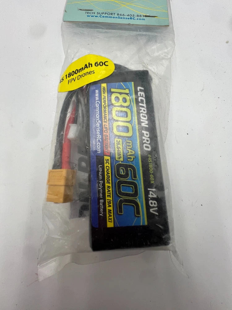 Common Sense RC Lectron Pro 14.8V 1800mAh 60C Lipo Battery 4S1800-60X Battery