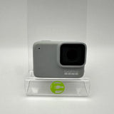 GoPro Hero7 white action camera with front lens and GoPro logo