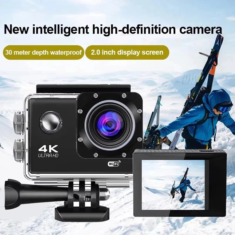 Ultra HD 4K Action Camera WiFi 20MP Waterproof 30M Vlog Cam 16GB Blue